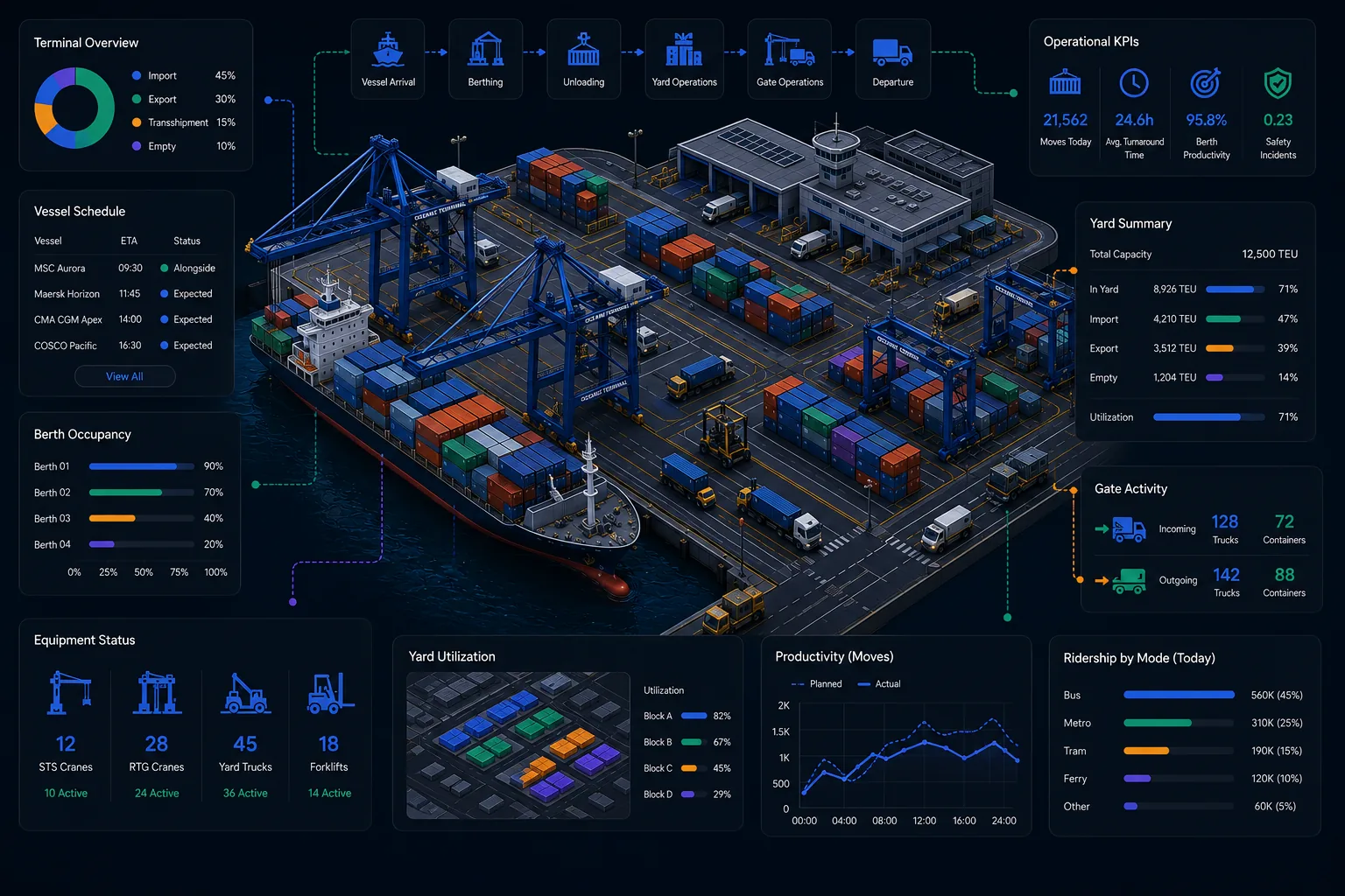 Shipping port and berth operations