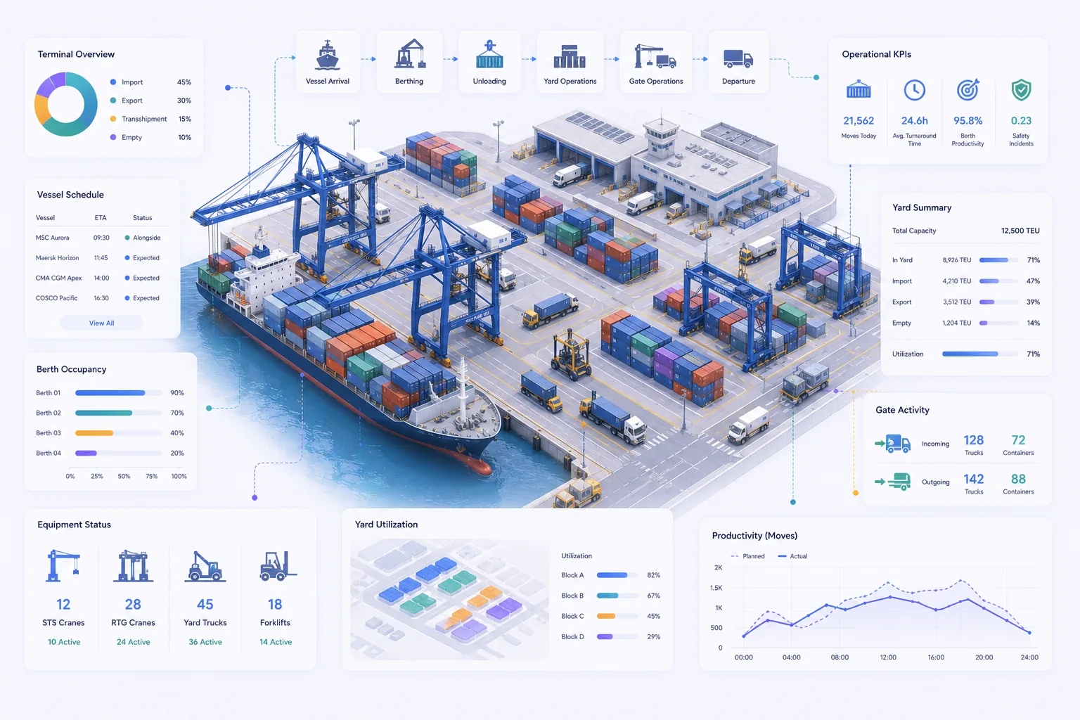 Shipping port and berth operations